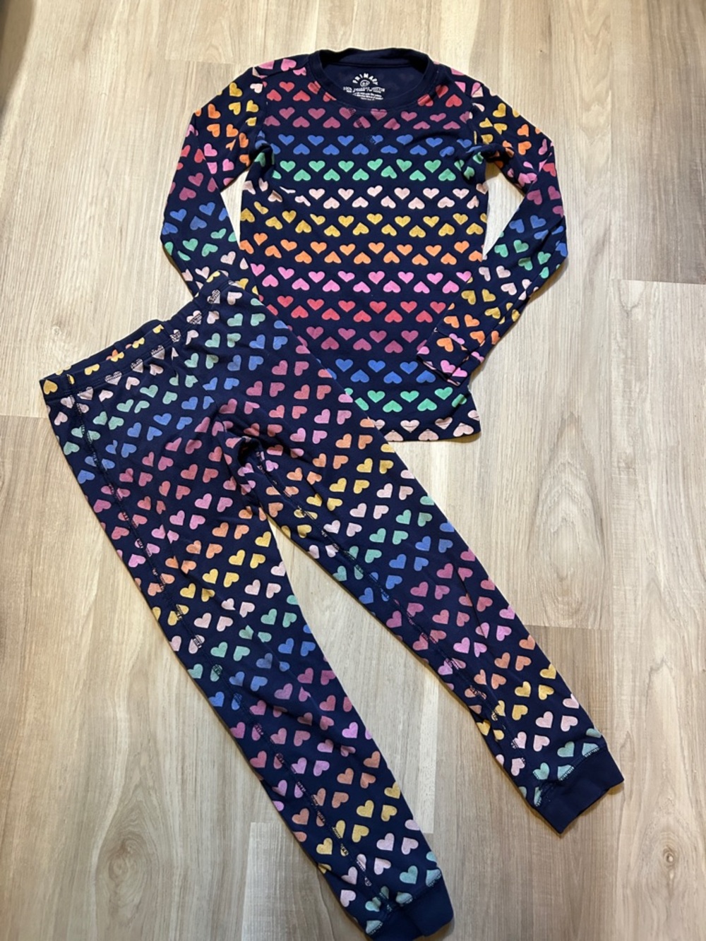 Primary Kids Navy Rainbow Heart Pajama Set - 100% organic cotton